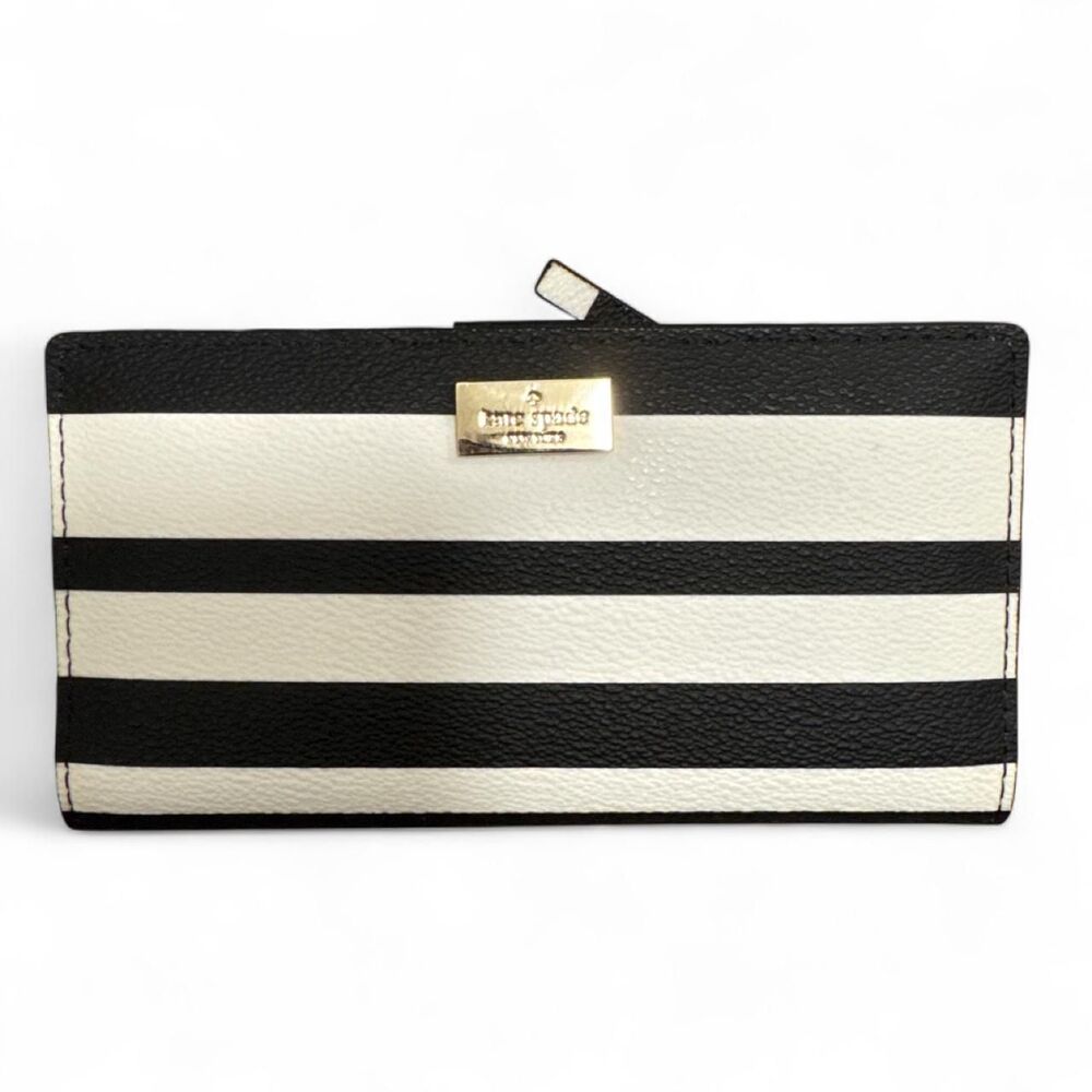 Kate Spade brand new vintage iconic Stacy black & white striped wallet